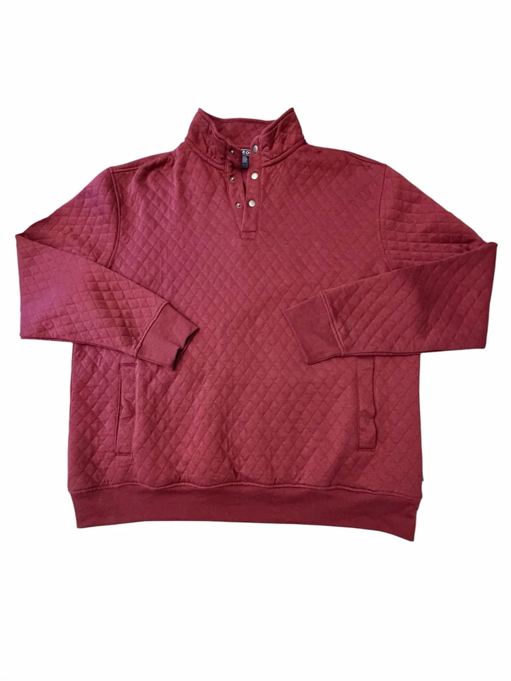 Men's Izod Quilted Snap-Front Pullover Sweater - Burgundy